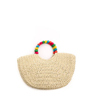 Ball Beaded Handle Braided Tote by Anarchy Street