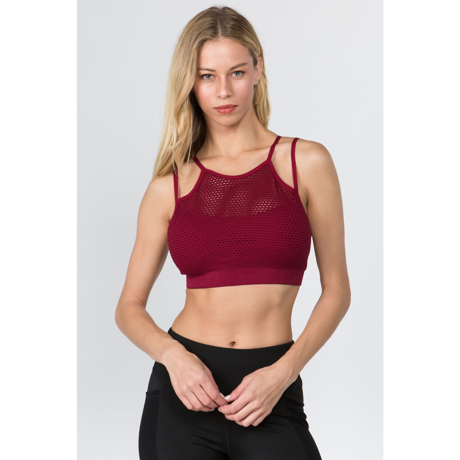 Women's High Neck Mesh Overlay Sports Bra ACT622 By Yelete