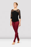 Ladies Bordeaux Mesh Sleeve Tie Back Top FT5233 by Bloch