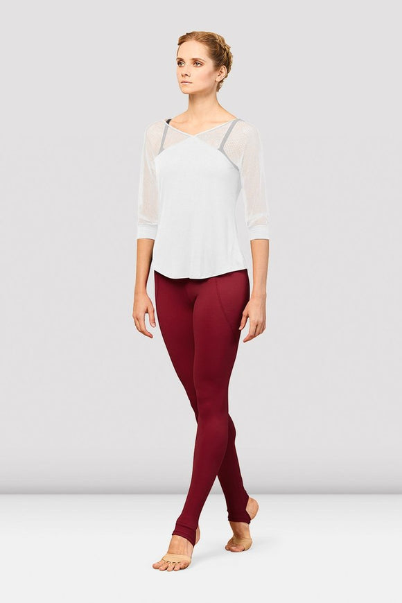 Ladies Bordeaux Mesh Sleeve Tie Back Top FT5233 by Bloch