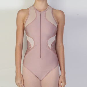 Antique Rose Contour Zip-Up Leotard by Bullet Pointe