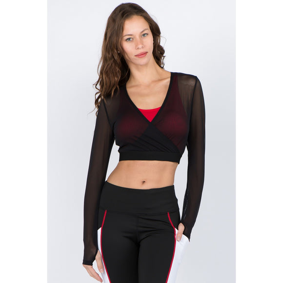 Women's Long Sleeve Wrap Mesh Crop Top TP2099 by Yelete – Metronome  Dancewear